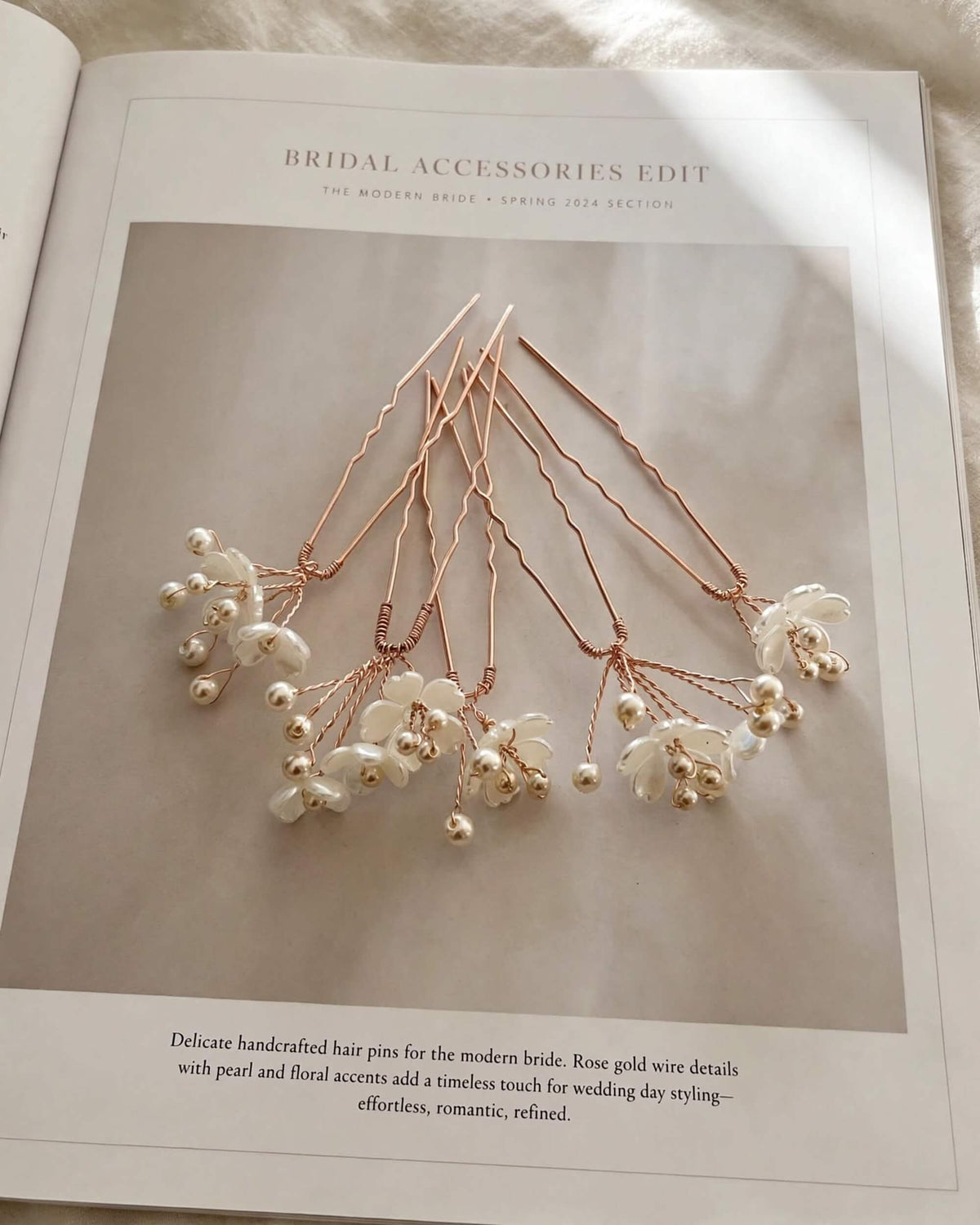 Bridal Floral Pearl Hair Pins Set of 5 – Crystal Wedding Hair Accessories, Gold, Silver, Rose Gold