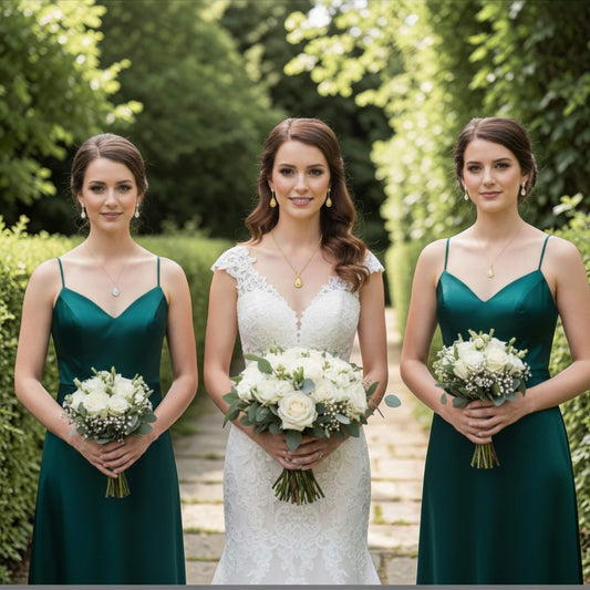 Bridal & Bridesmaid Teardrop Necklace Set – S925 Bride Necklace + Gold/Platinum Bridesmaid Necklaces – Freshwater Pearl Wedding Jewellery Australia