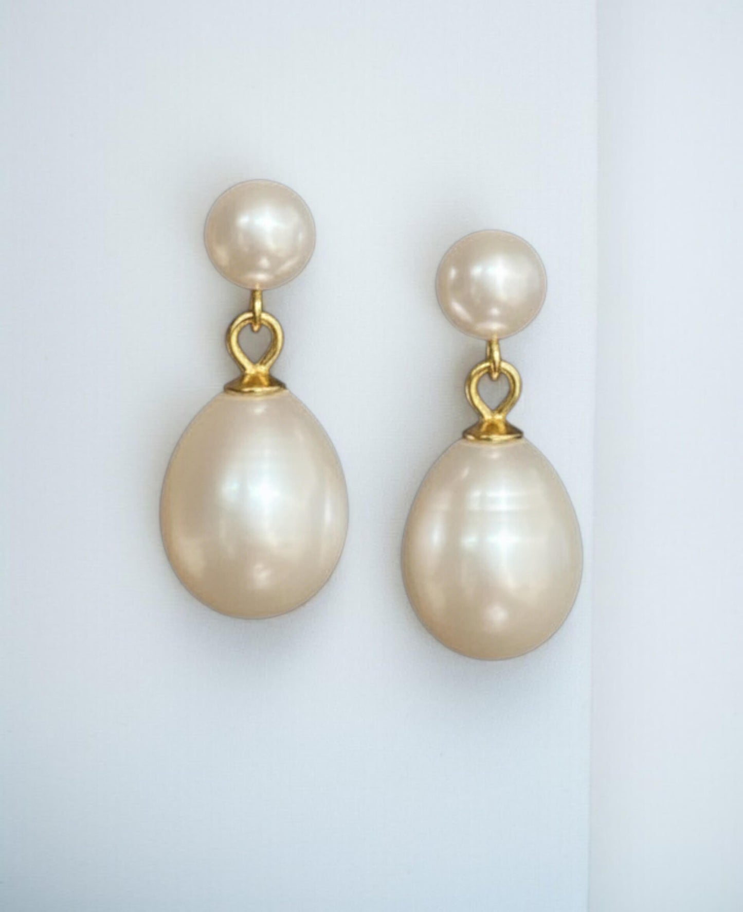 S925 silver freshwater pearl jewelry set photographed on minimal neutral background