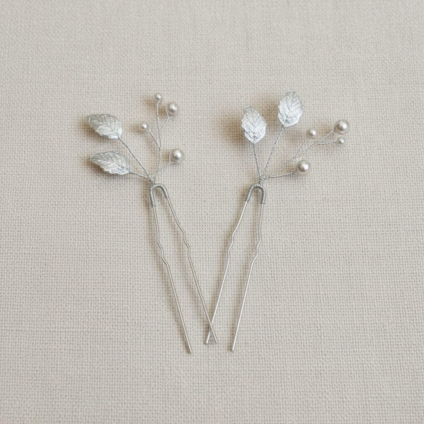 Pearl Leaf Bridal Hair Pins – 10.5cm