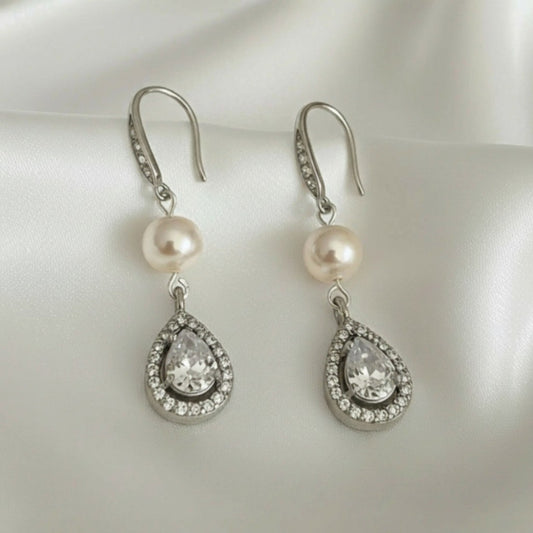 Pearl Teardrop Bridal Earrings – Freshwater Pearl Wedding Jewellery