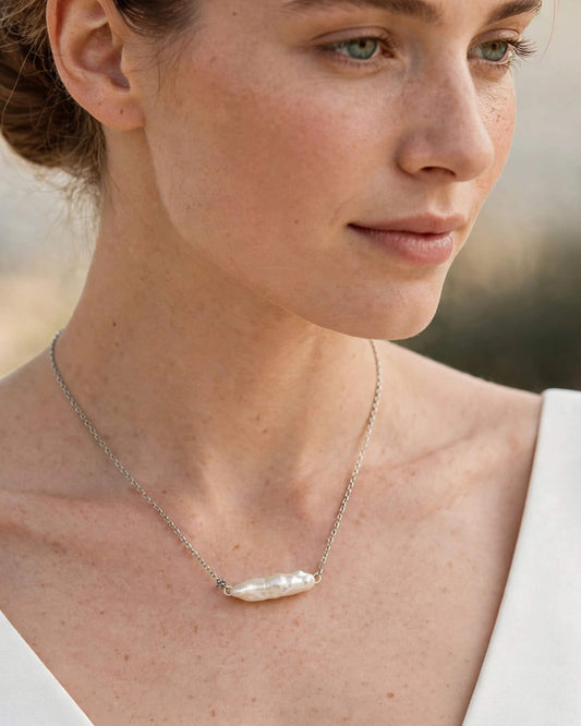 Minimalist Baroque Freshwater Pearl Necklace – Dainty Bridal Jewelry