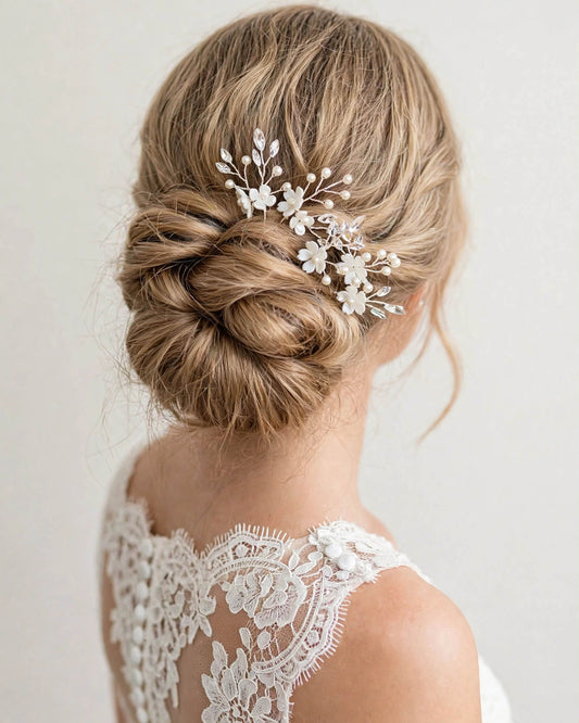 Bridal Floral Crystal Pearl Hair Pins – Wedding Hair Accessories