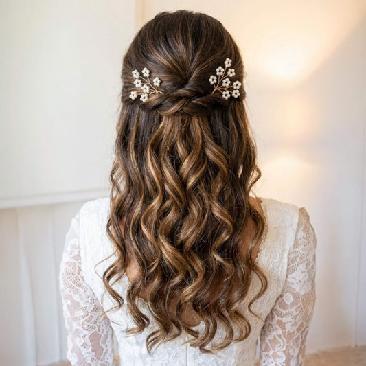 Pearl Crystal Bridal Hair Pin – Modern Wedding Hairpiece (Bridal)