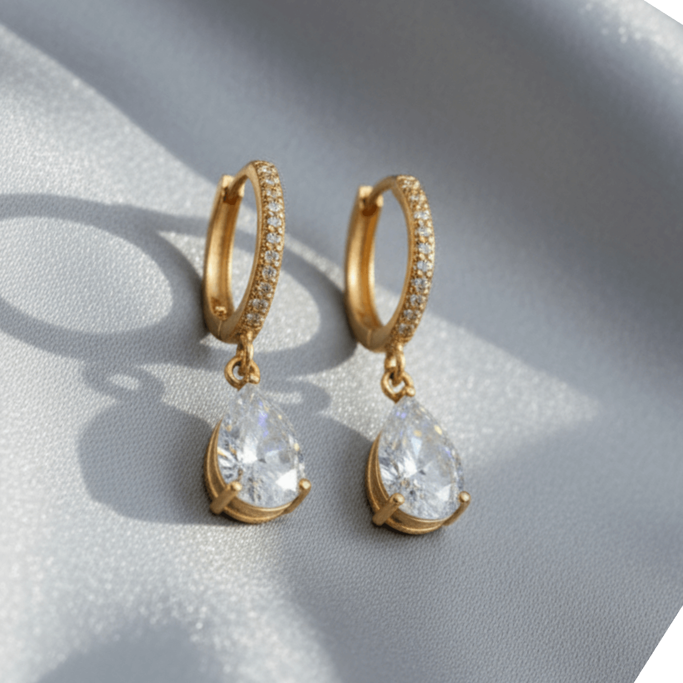 Teardrop Hoop Earrings – Gold or Platinum Plated (2cm Drop)