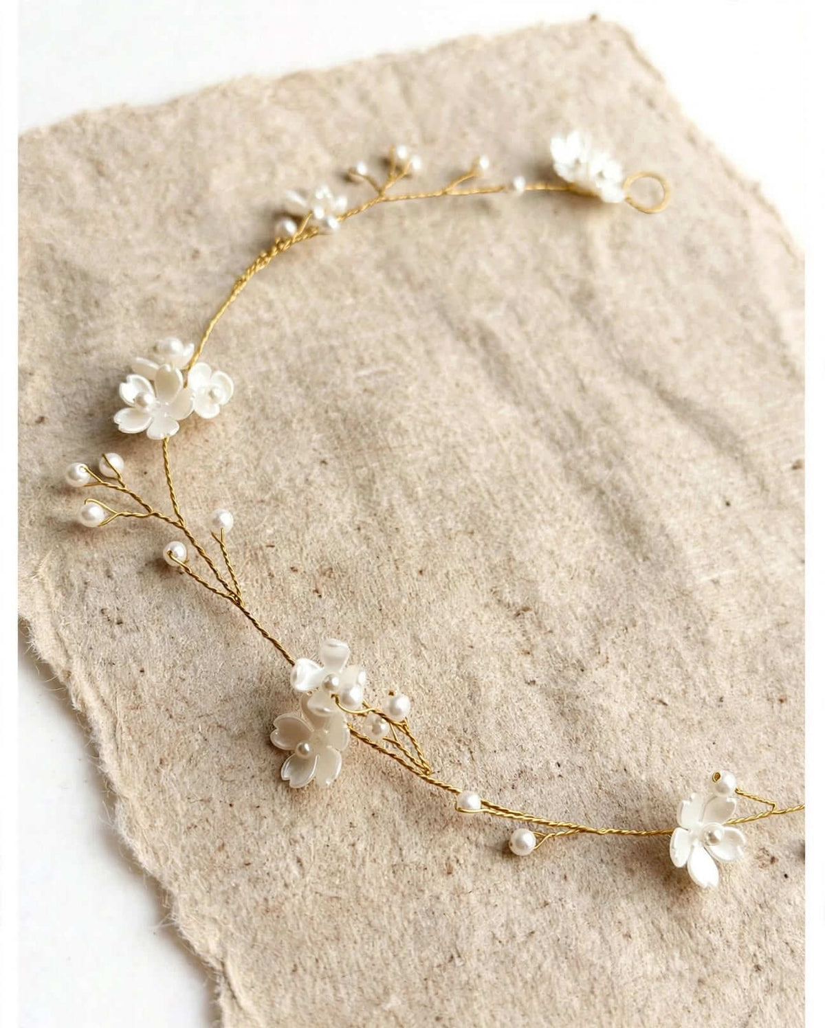 Bridal Hair Vine with Floral Flowers and Premium Glass Pearls – Elegant Wedding Hair Accessory
