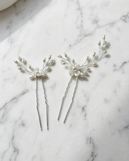 Bridal Floral Pearl Hair Pins – Wedding Hair Accessories