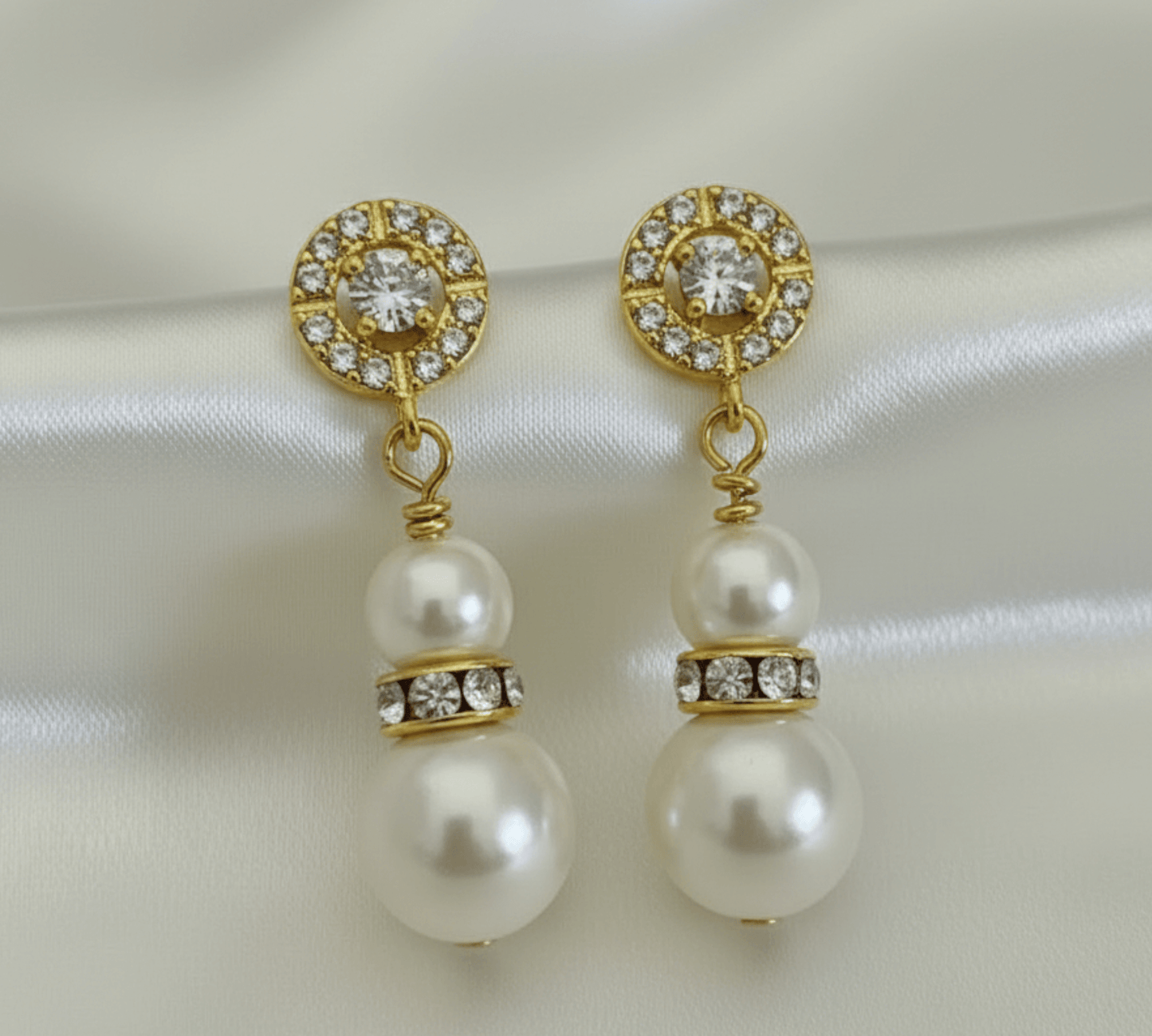 Bridal Pearl Drop Earrings – Gold Plated Wedding Jewellery (3cm)