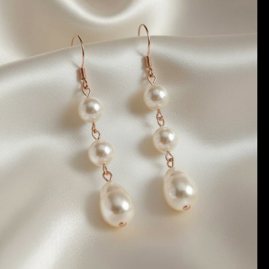 Freshwater Pearl Drop Earrings – 925 Sterling Silver (4.5cm)