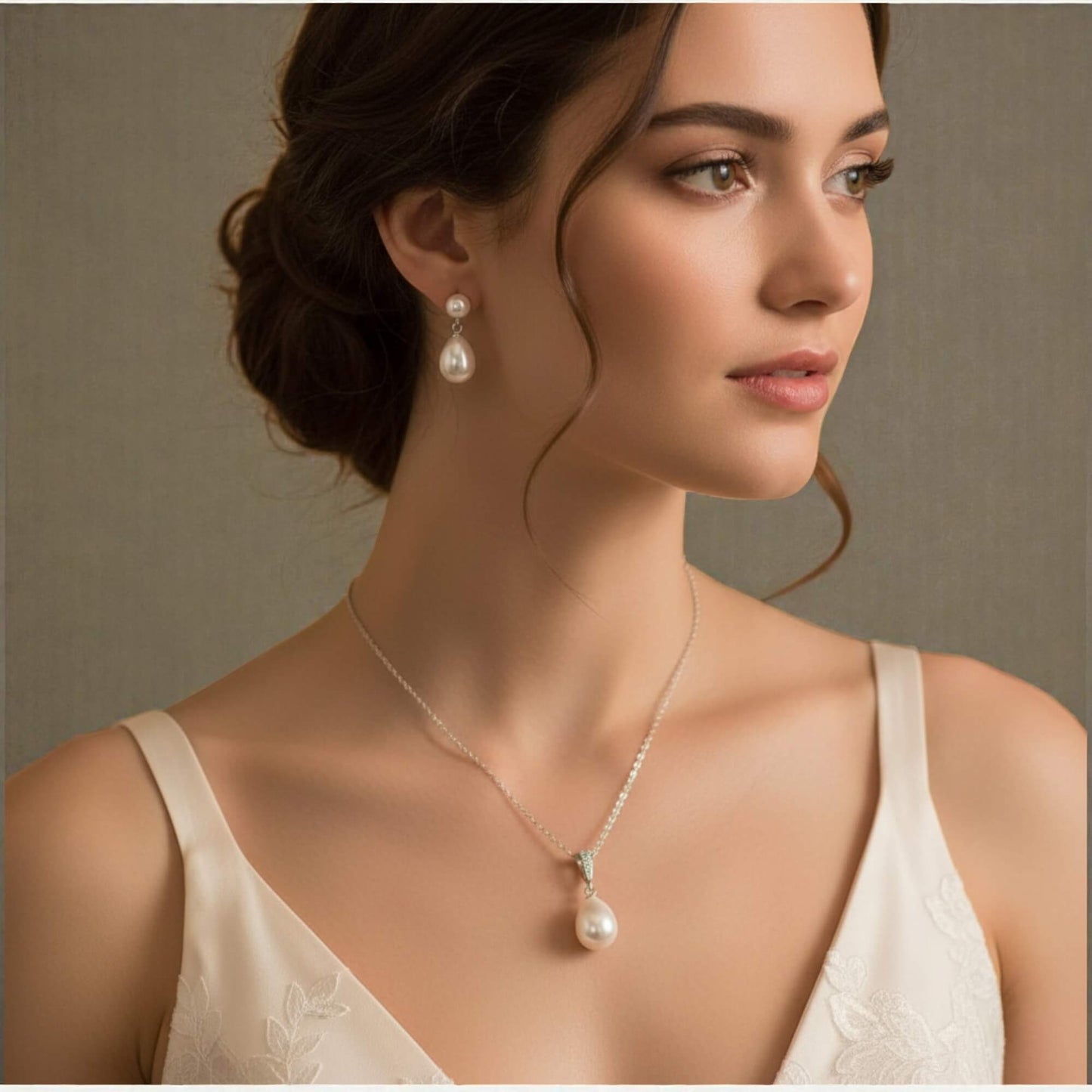 S925 silver freshwater pearl bridal earrings photographed on soft neutral surface