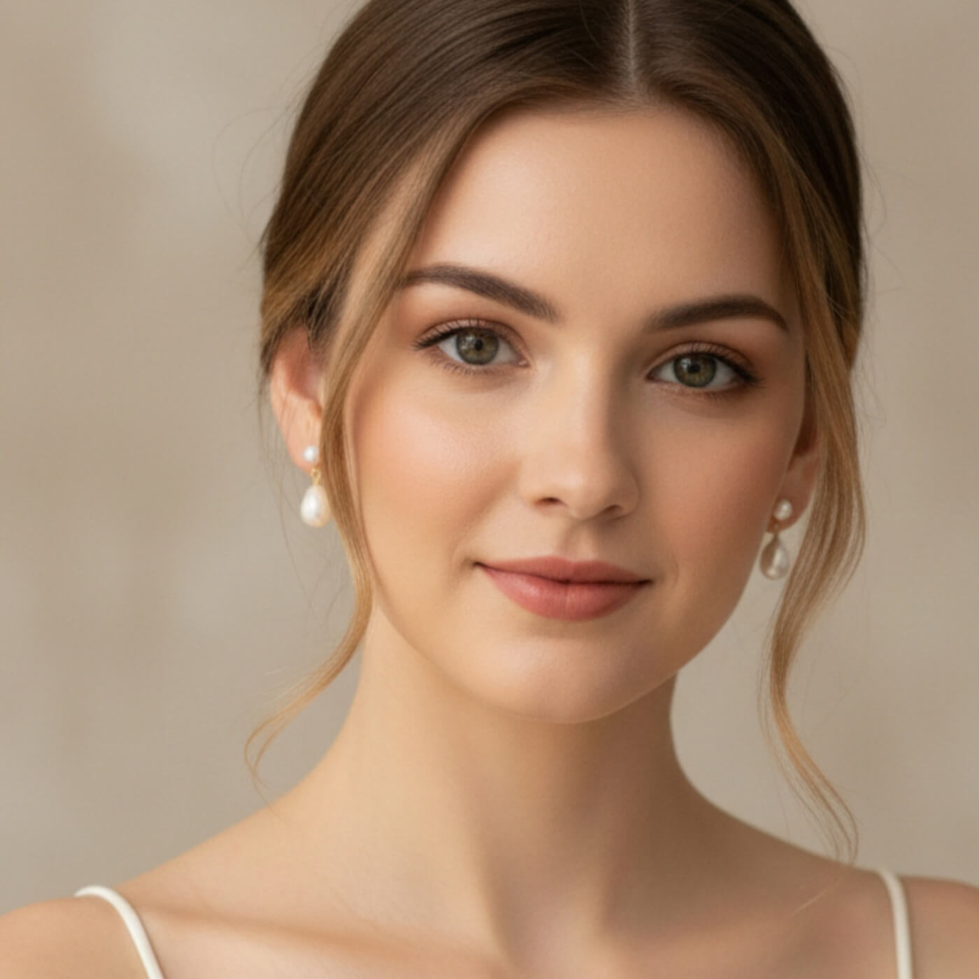 S925 silver freshwater pearl drop earrings photographed on model