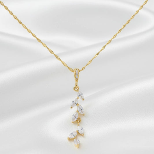 Bridal Leaf Necklace – Sterling Silver 925 – Elegant Wedding Jewellery Australia