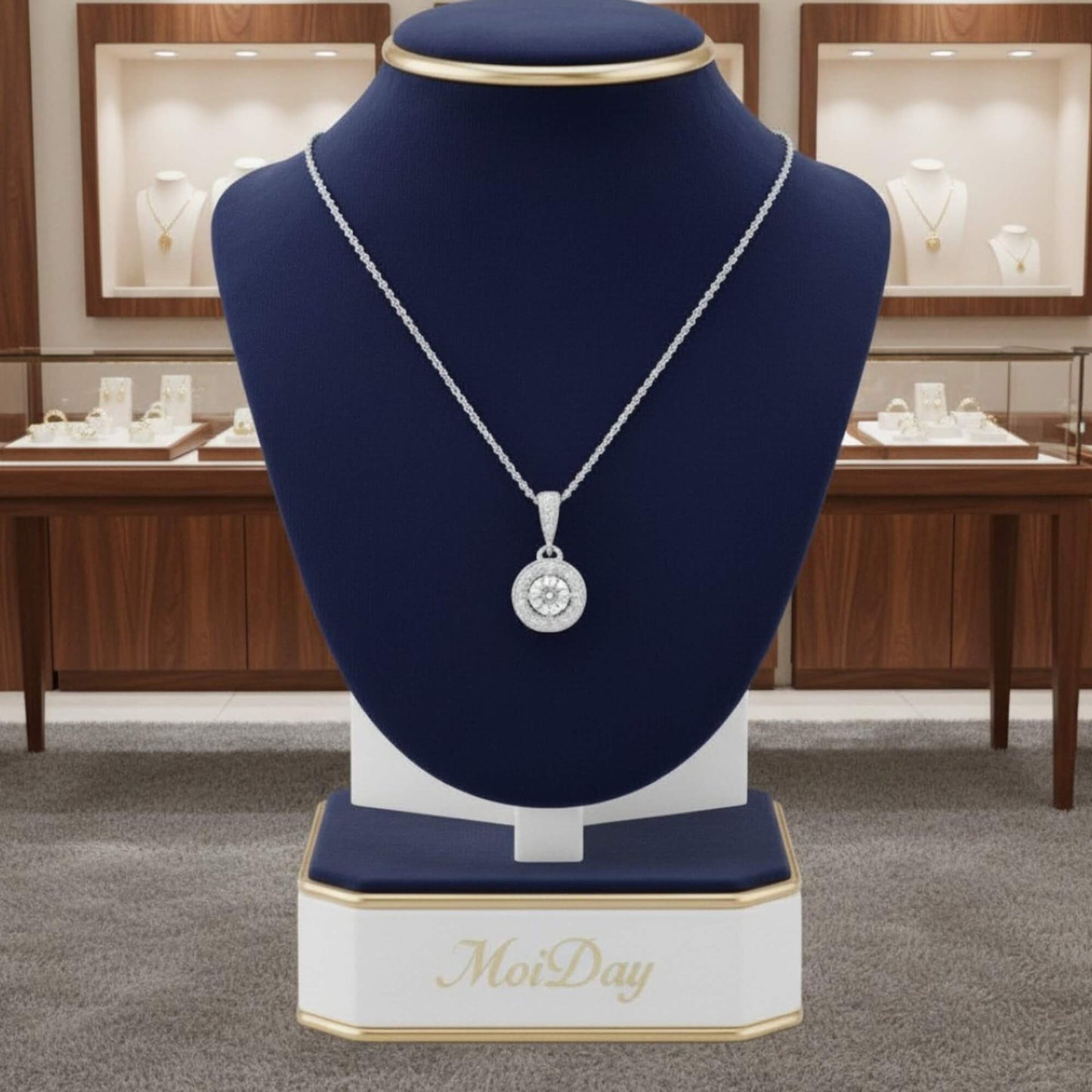 Bridal Pearl Halo Necklace – Gold Plated Wedding Jewellery (40cm)