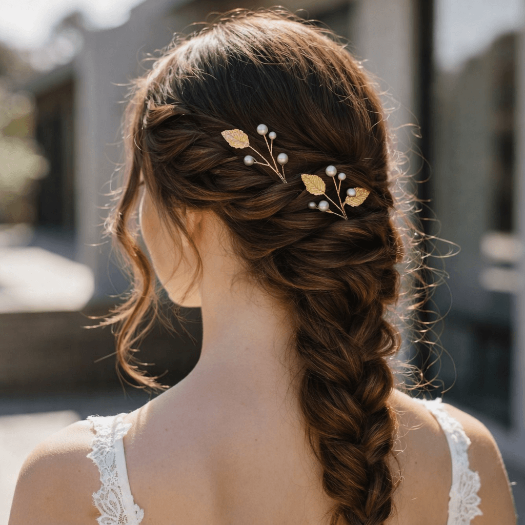 Pearl Leaf Bridal Hair Pins – 10.5cm