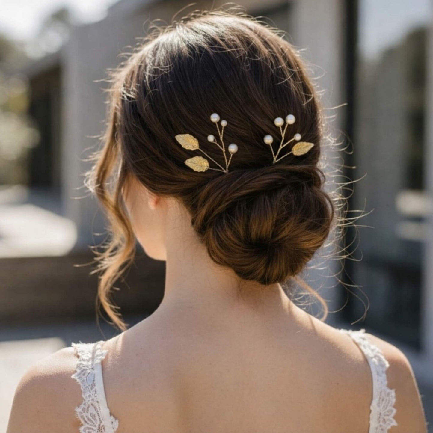 Pearl Leaf Bridal Hair Pins – 10.5cm