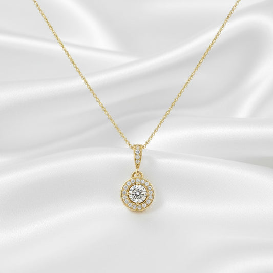 Bridal Pearl Halo Necklace – Gold Plated Wedding Jewellery (40cm)