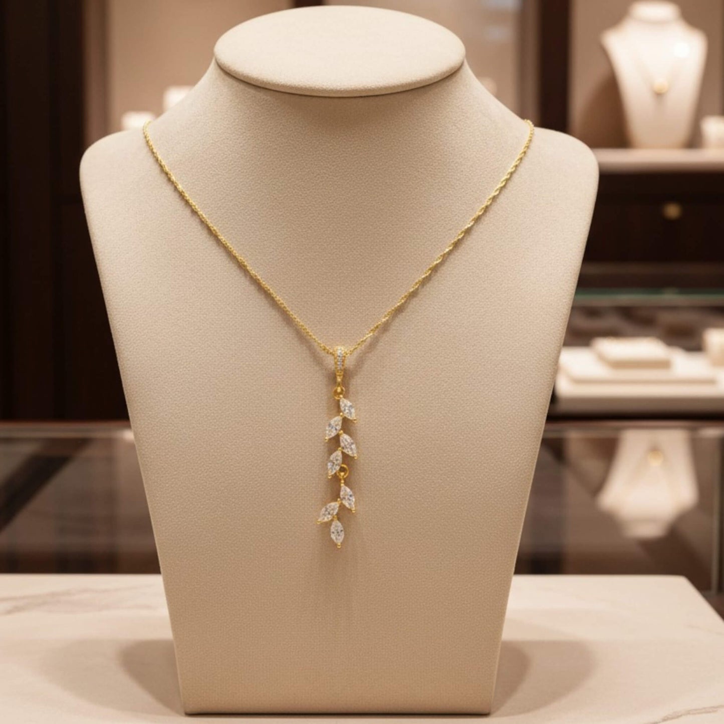 Bridal Leaf Necklace – Sterling Silver 925 – Elegant Wedding Jewellery Australia