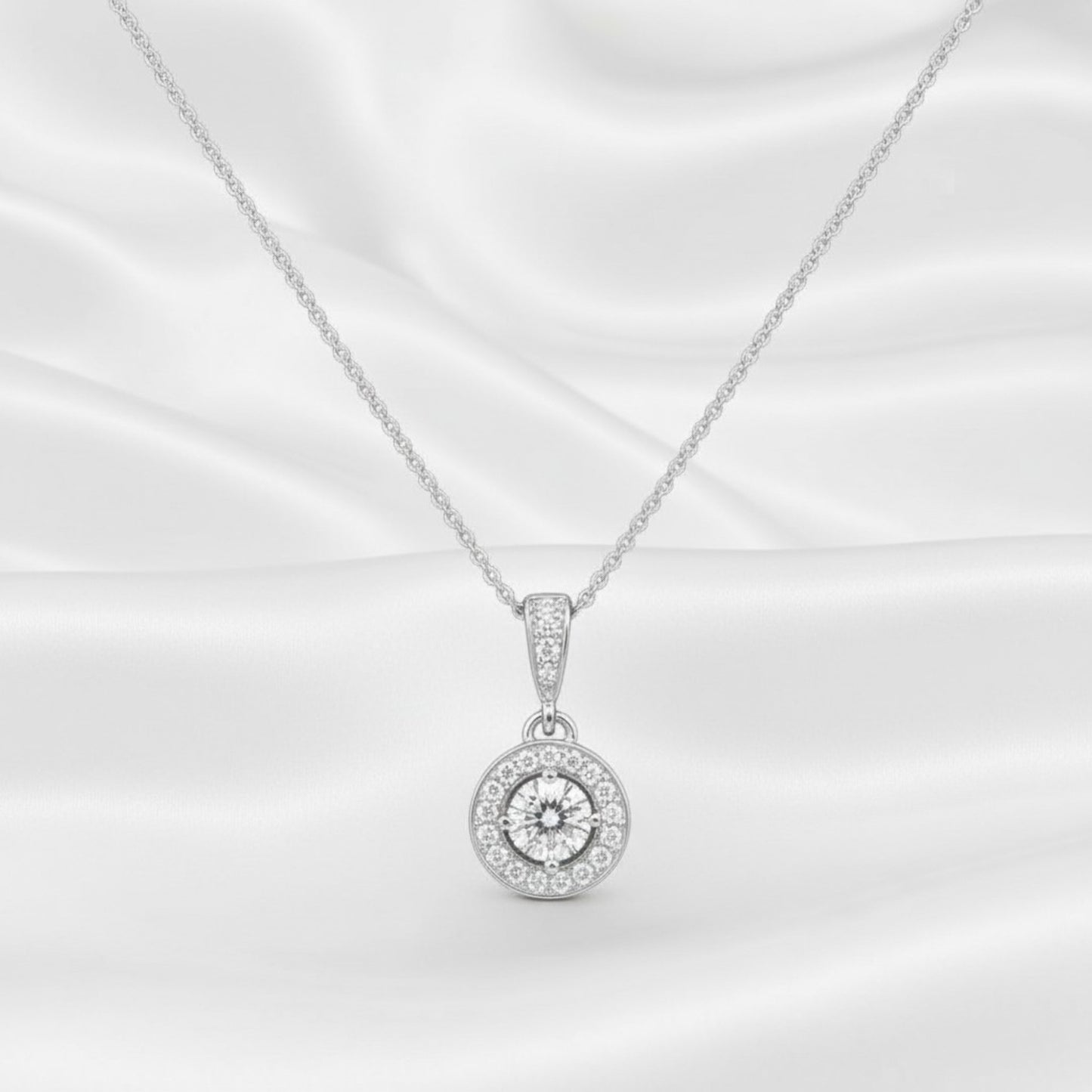 Bridal Pearl Halo Necklace – Gold Plated Wedding Jewellery (40cm)