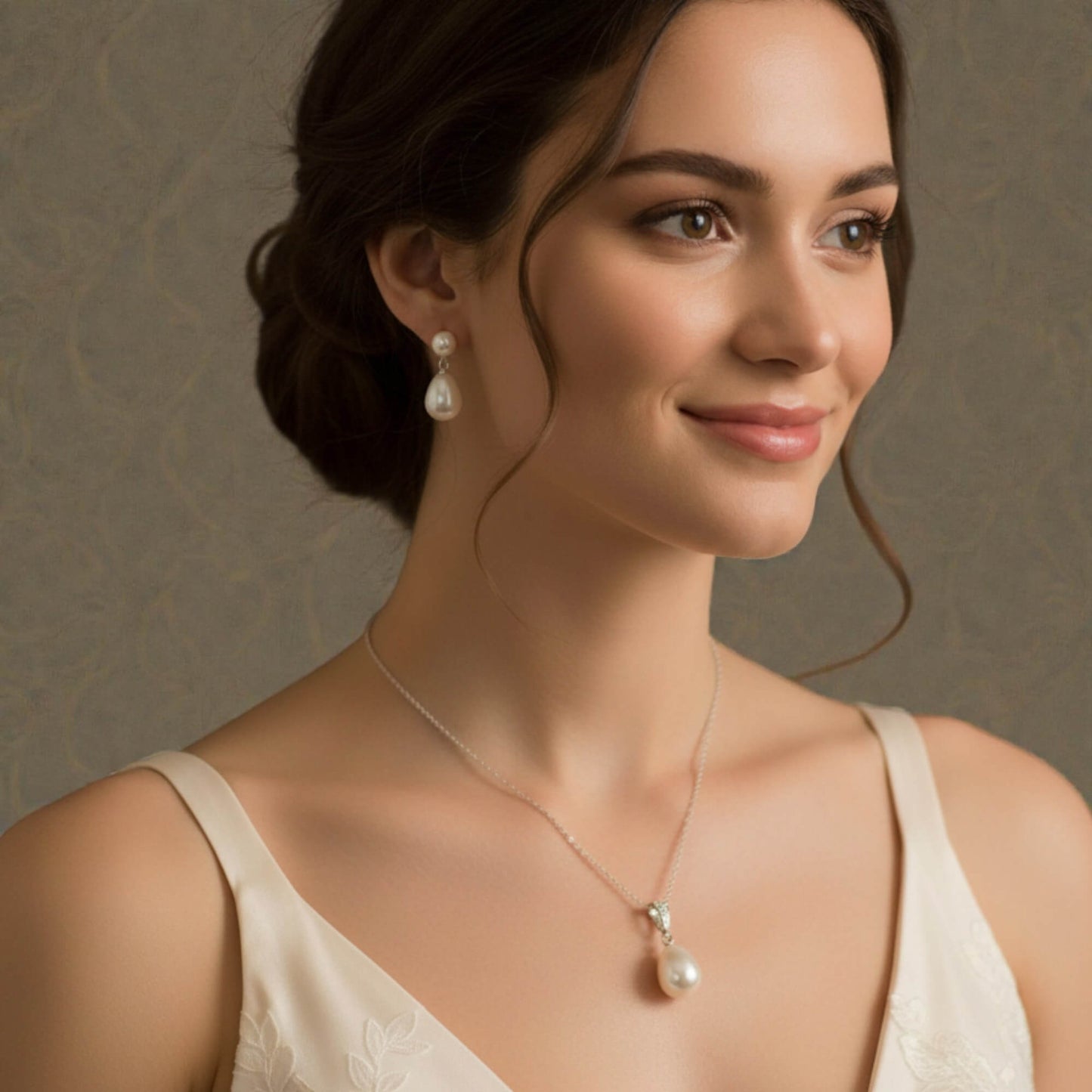 S925 silver freshwater pearl drop earrings photographed on soft cream backdrop