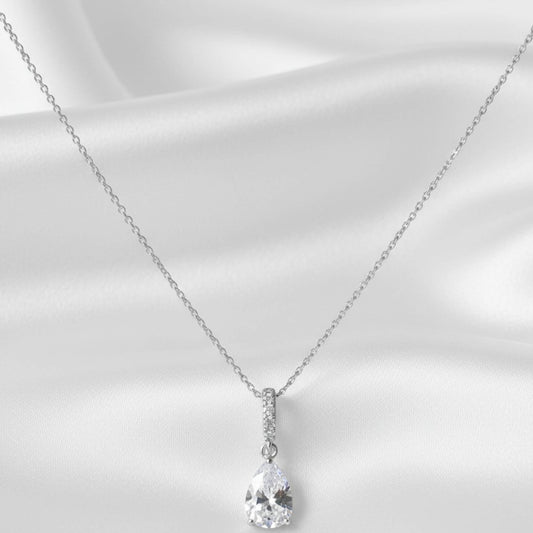 Teardrop Freshwater Pearl Necklace – 925 Sterling Silver, 40cm + 5cm Extension, Bridal & Everyday Jewellery