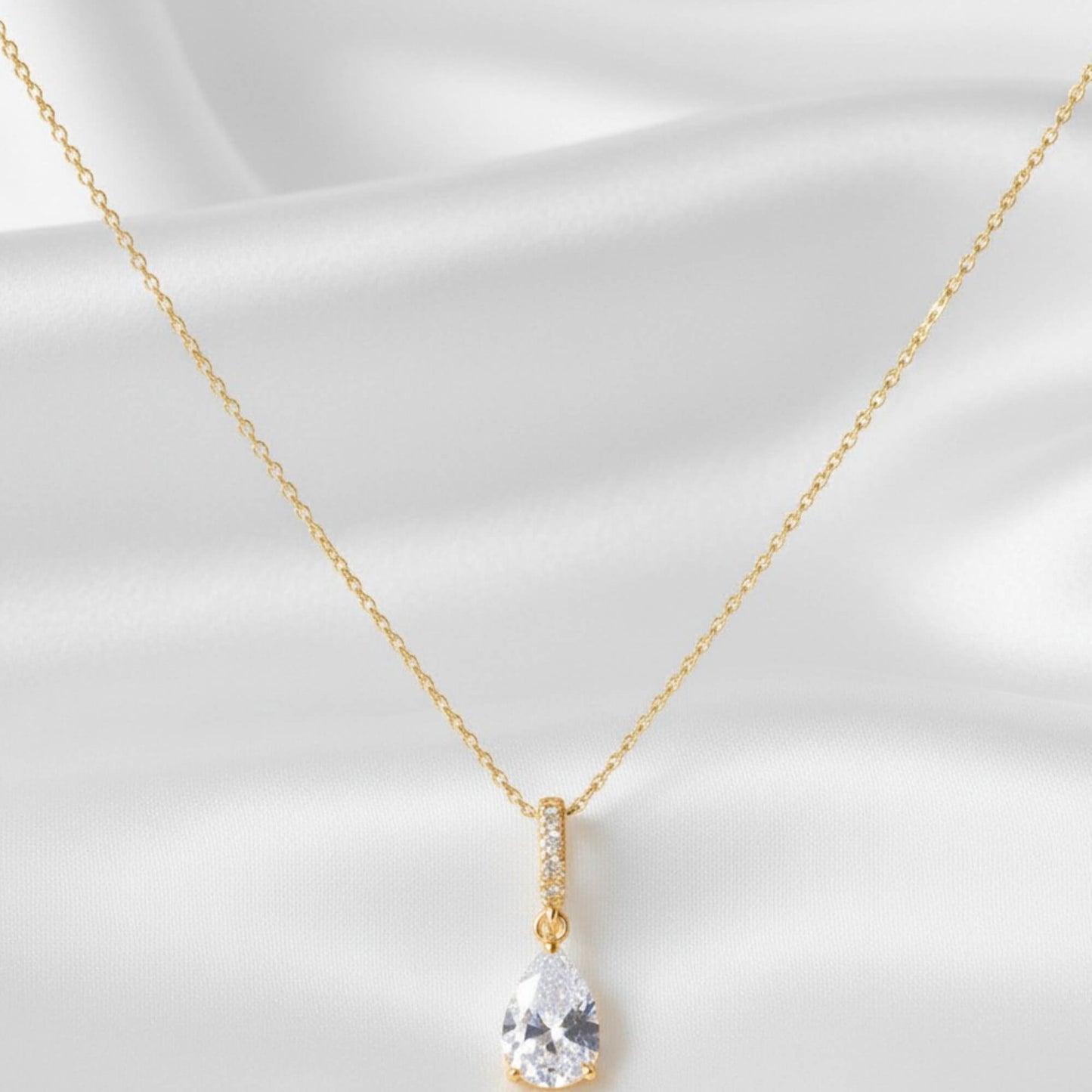Teardrop Freshwater Pearl Necklace – 925 Sterling Silver, 40cm + 5cm Extension, Bridal & Everyday Jewellery