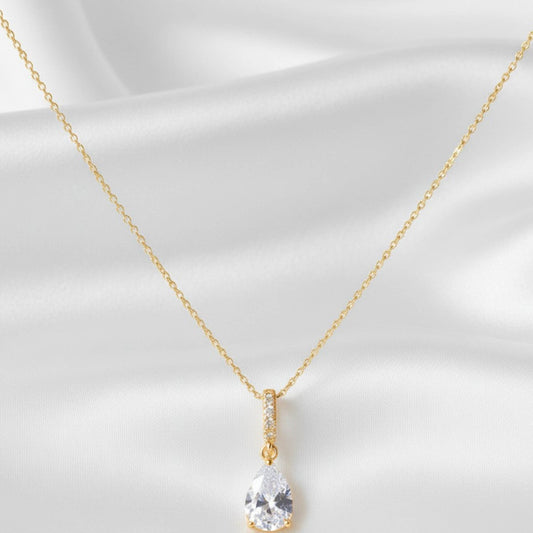 Teardrop Freshwater Pearl Necklace – 925 Sterling Silver, 40cm + 5cm Extension, Bridal & Everyday Jewellery