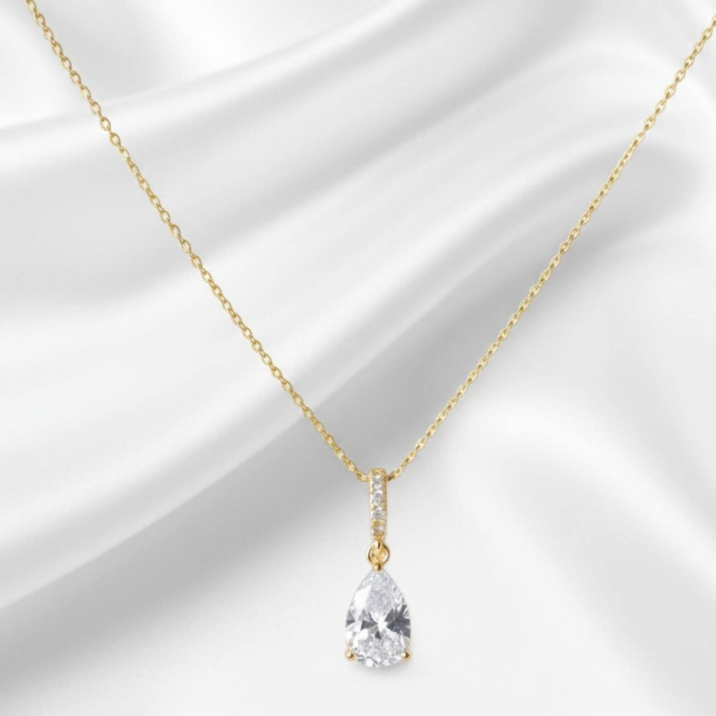 Bridal & Bridesmaid Teardrop Necklace Set – S925 Bride Necklace + Gold/Platinum Bridesmaid Necklaces – Freshwater Pearl Wedding Jewellery Australia