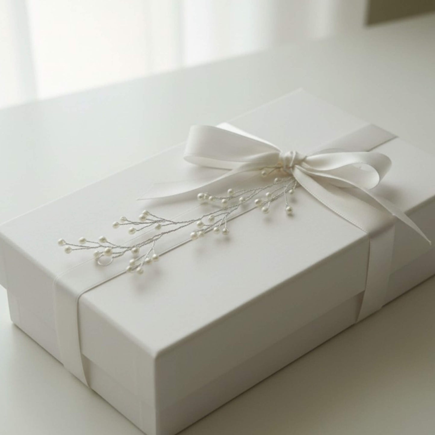 Silver wire hairvine with small pearls