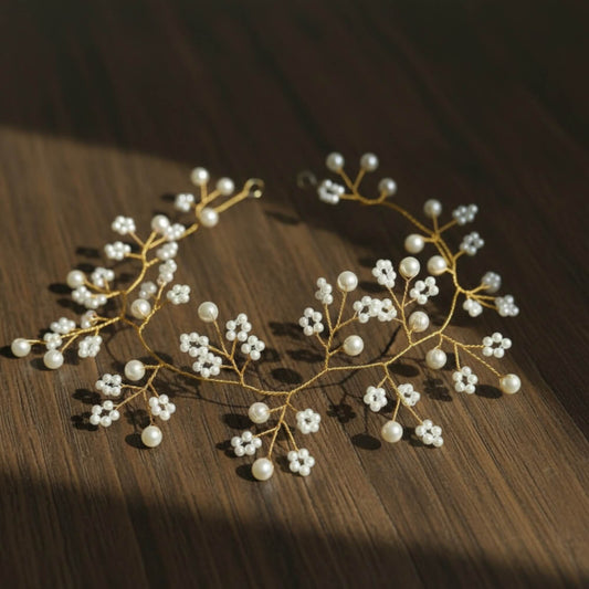 Delicate Pearl Bridal Hairvine – Modern Wedding Headpiece (25cm / 45cm)