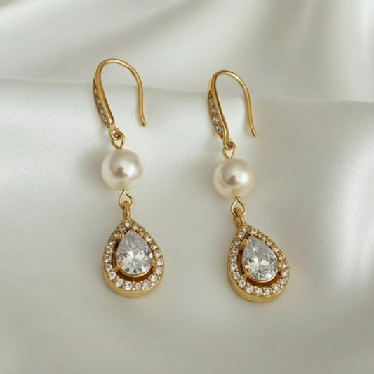 Pearl Teardrop Bridal Earrings – Freshwater Pearl Wedding Jewellery