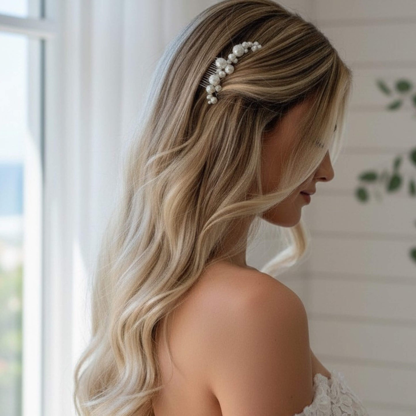 Glass Pearl Wedding Haircomb – 8cm | Gold, Silver, Rose Gold