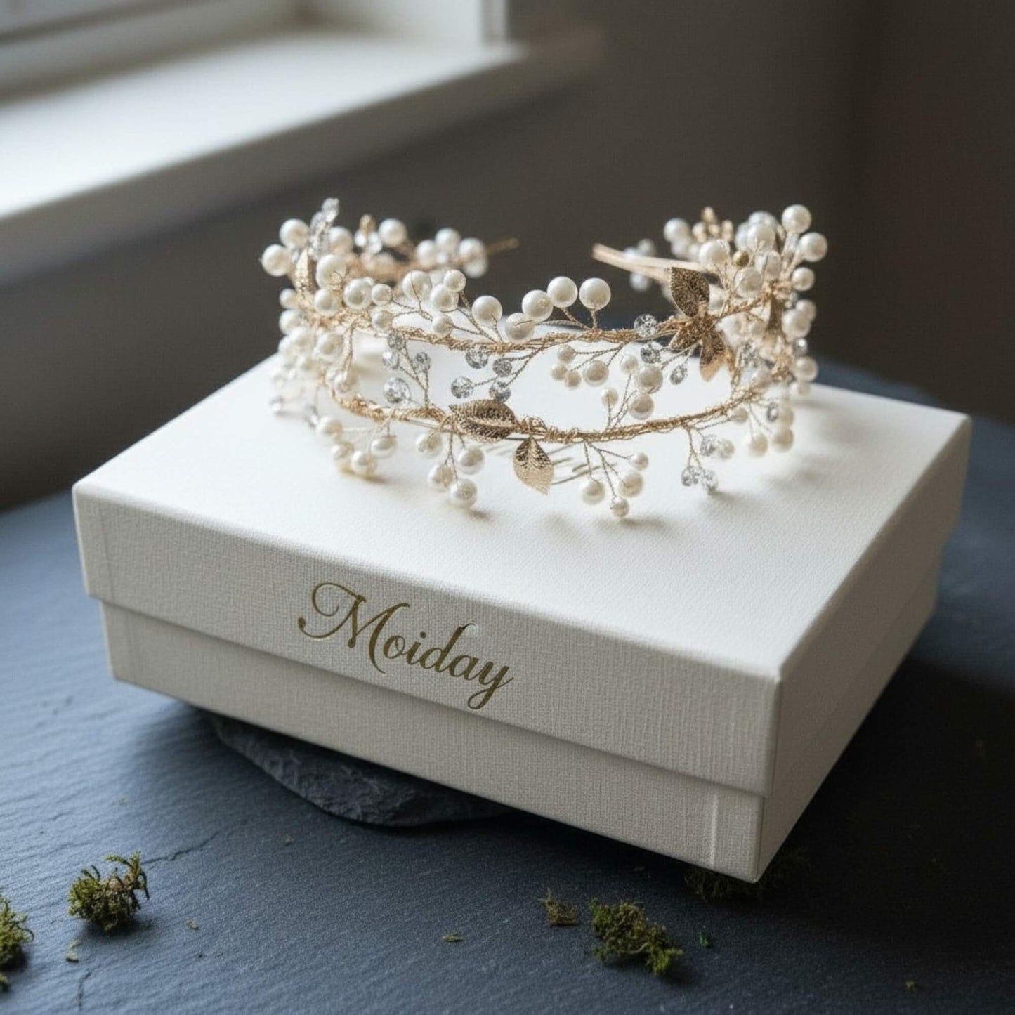 Pearl & Zircon Bridal Headband – Silver or Gold – Elegant Wedding Hair Accessory