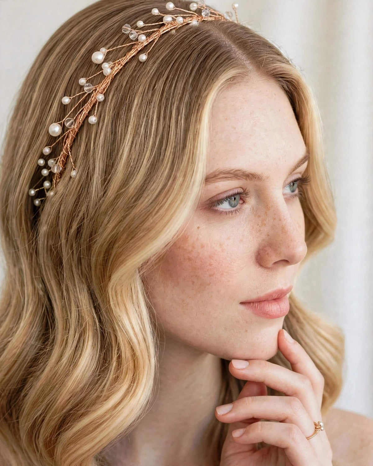 Pearl Bridal Headband in Gold, Silver or Rose Gold for Weddings and Special Occasions