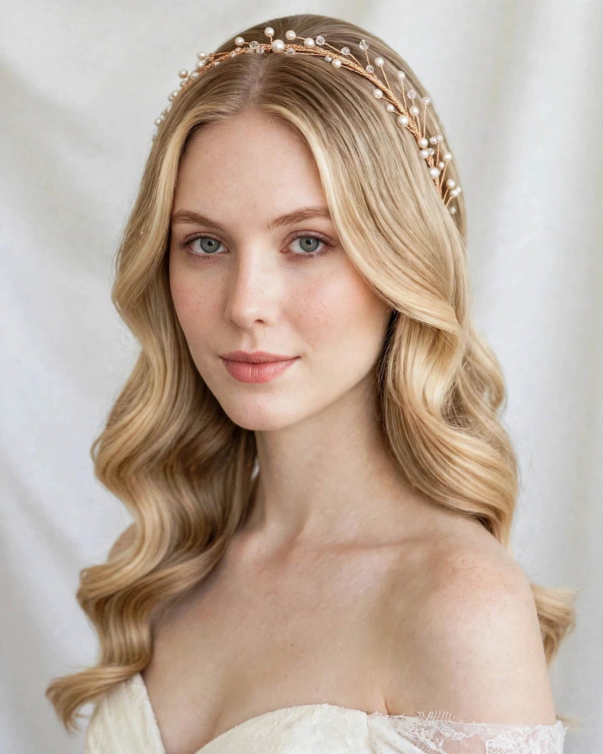 Pearl Bridal Headband in Gold, Silver or Rose Gold for Weddings and Special Occasions