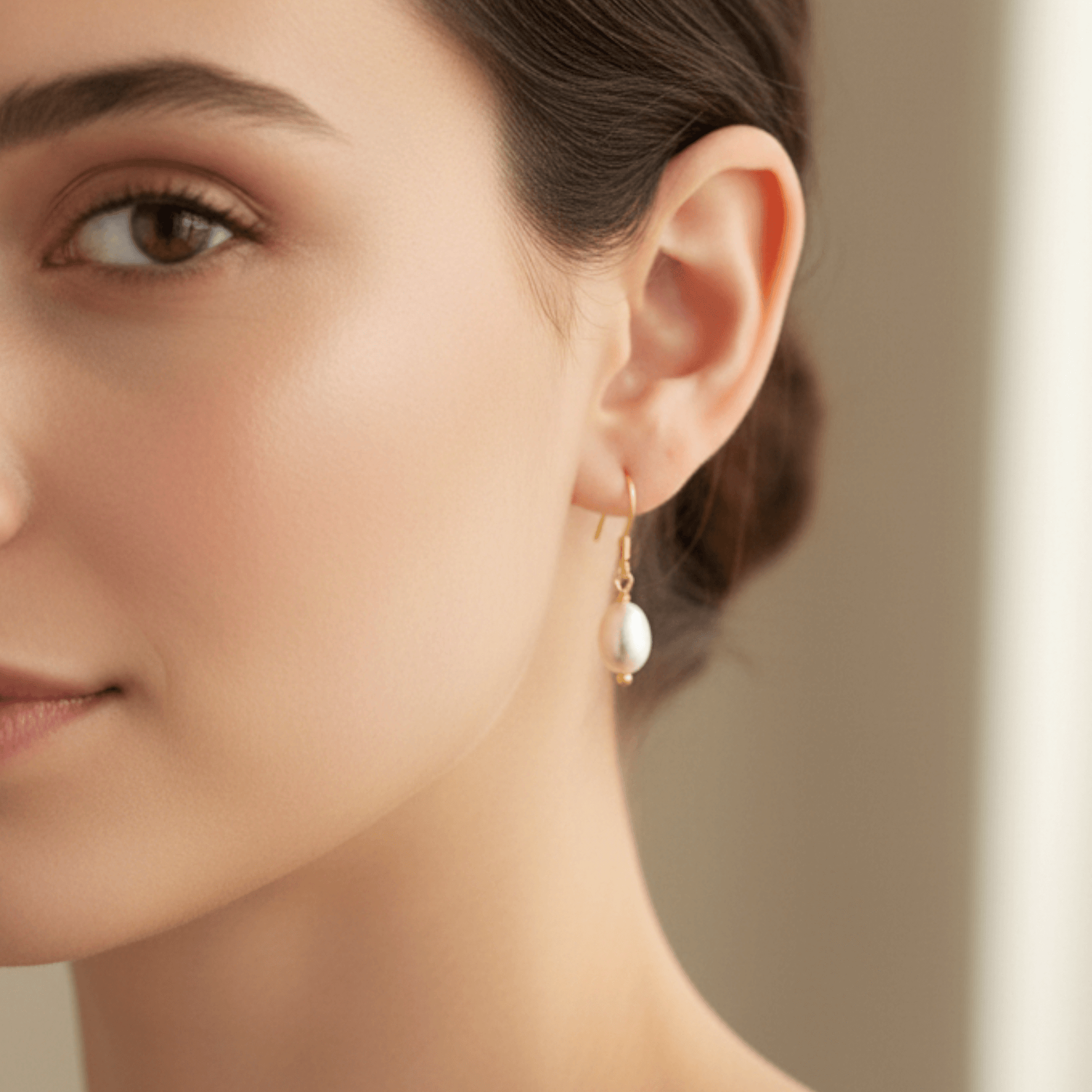 S925 silver hoop pearl photographed on model