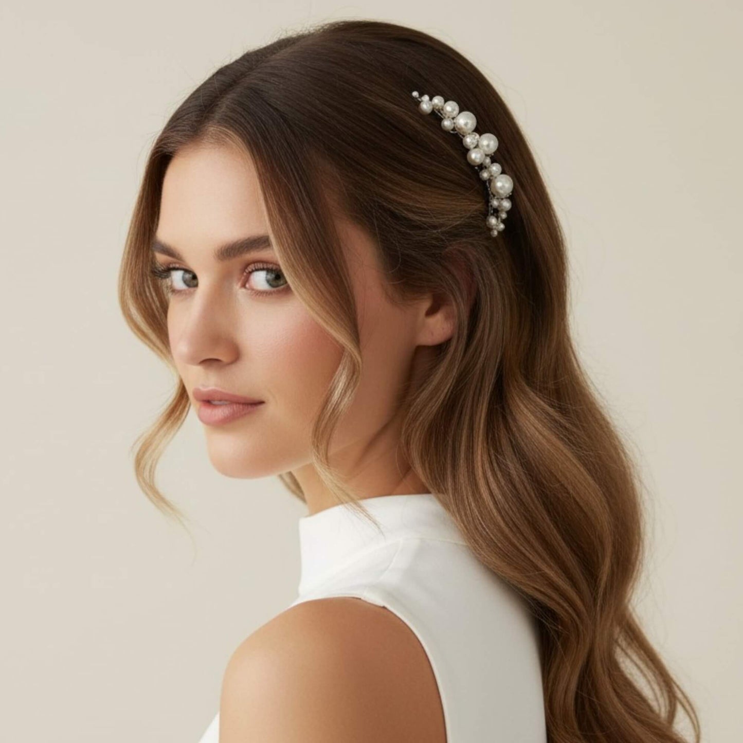 Glass Pearl Wedding Haircomb – 8cm | Gold, Silver, Rose Gold