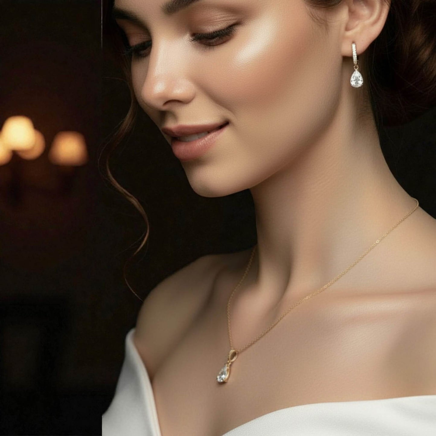Bridal Drop Earrings – Gold Plated Wedding Jewellery (2.5cm)