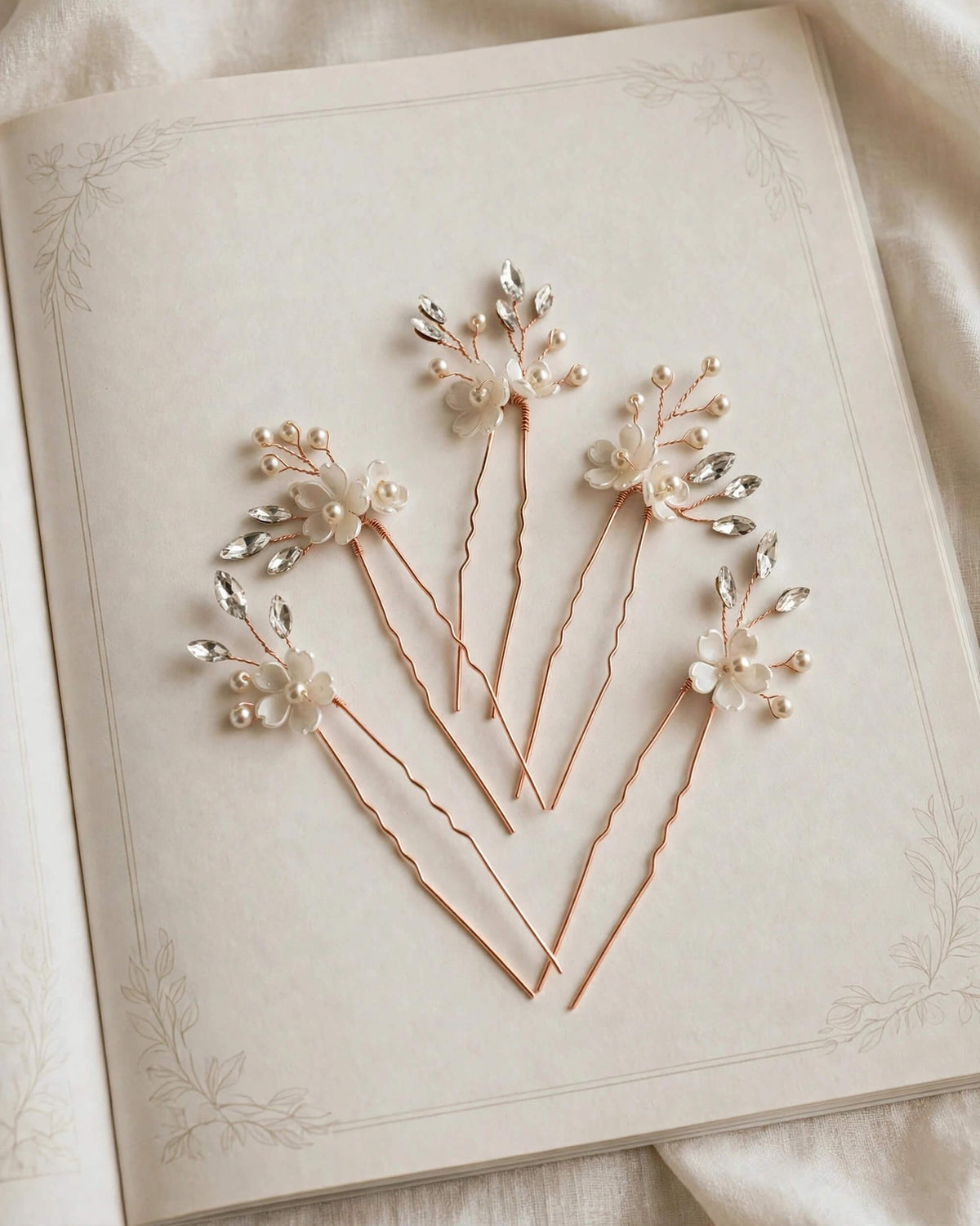 Bridal Floral Crystal Pearl Hair Pins – Wedding Hair Accessories
