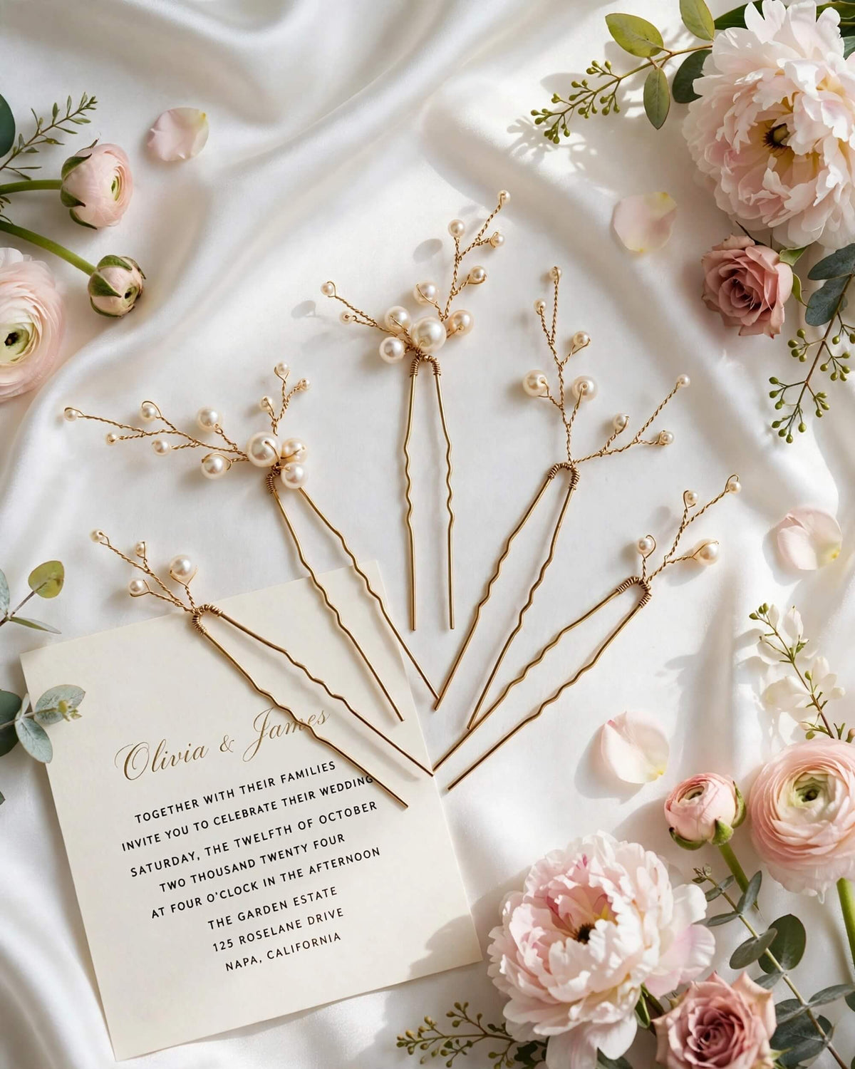 Bridal Hair Pins Minimalist Pearl – Elegant Wedding Hair Accessory Set