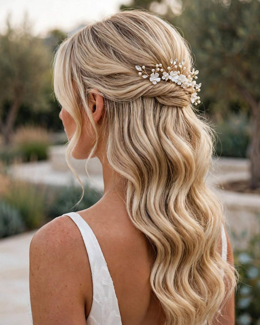 Bridal Floral Pearl Hair Pins Set – Wedding Hair Accessories, Gold, Silver, Rose Gold