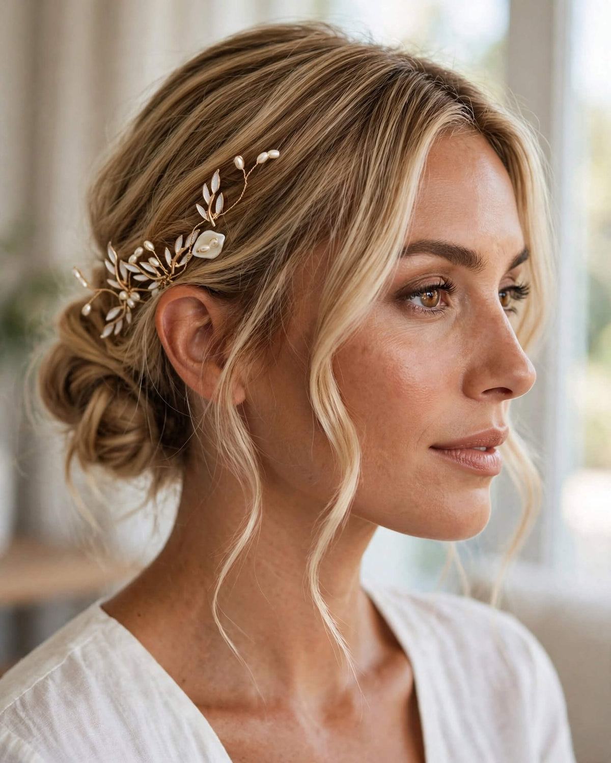 Bridal Hair Pins Leaf & Pearl Accents – Wedding Hair Accessory Set