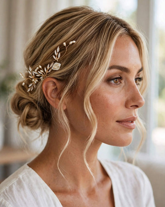Bridal Hair Pins Leaf & Pearl Accents – Wedding Hair Accessory Set
