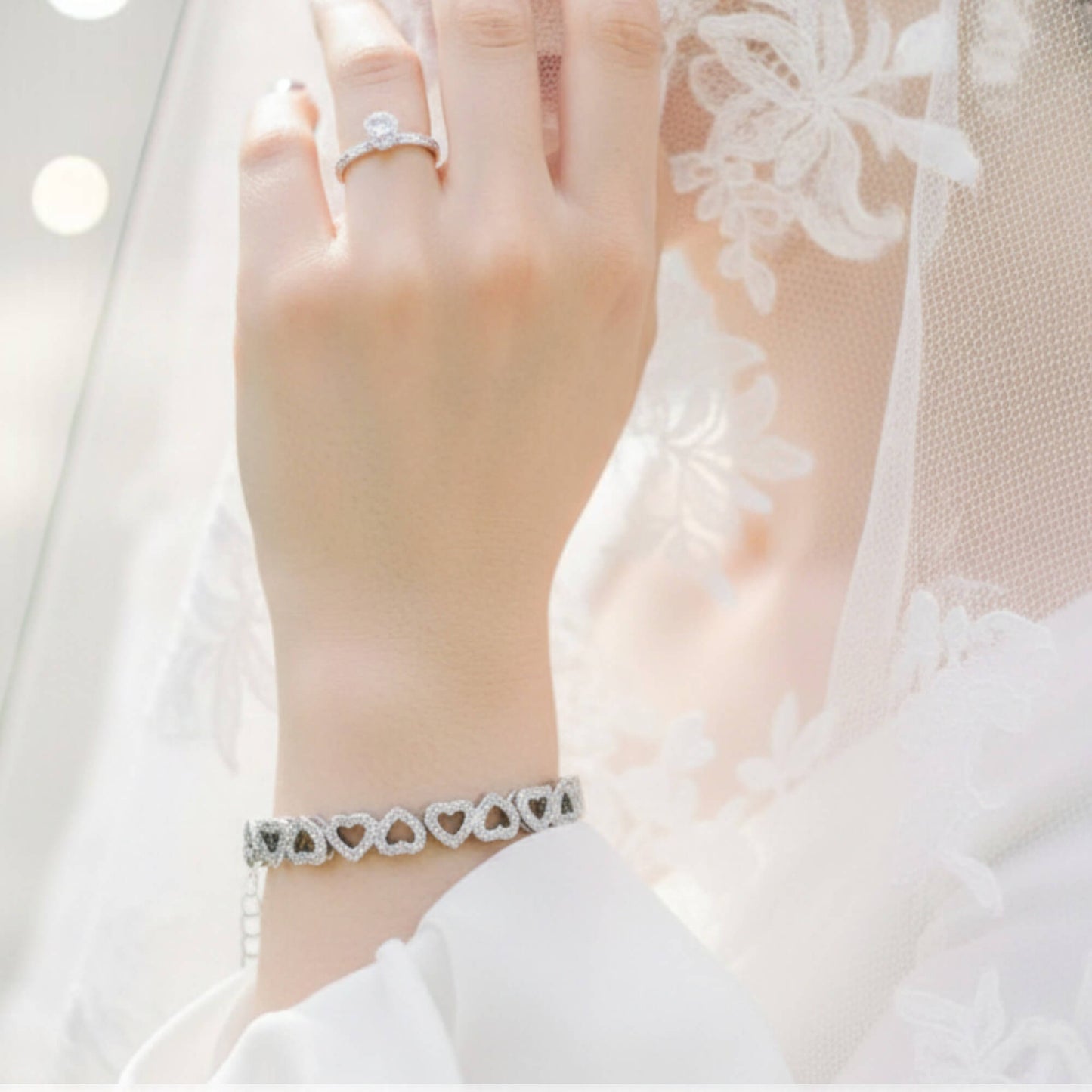 Bridal Heart Bracelet – Gold Plated (17cm + Extension) Wedding Jewellery