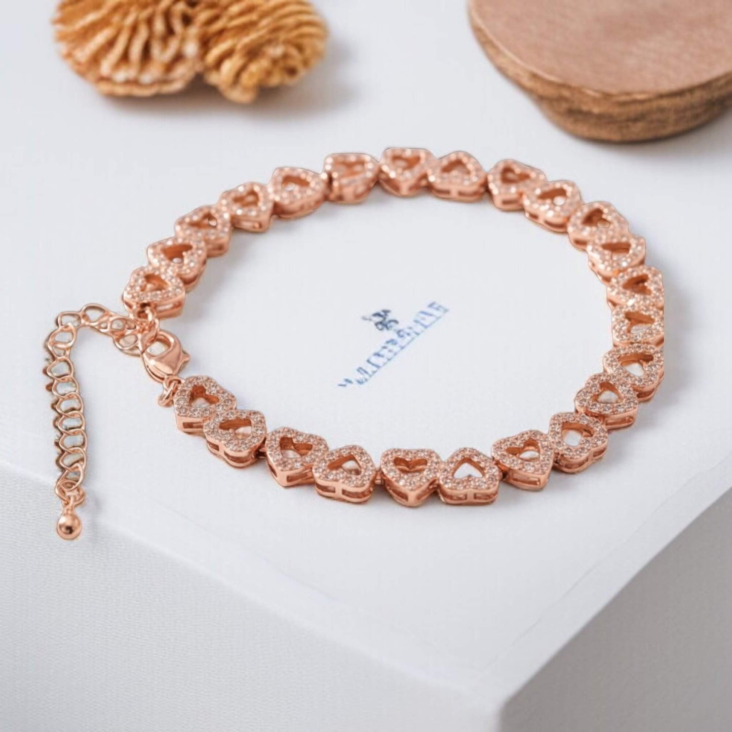 Bridal Heart Bracelet – Gold Plated (17cm + Extension) Wedding Jewellery