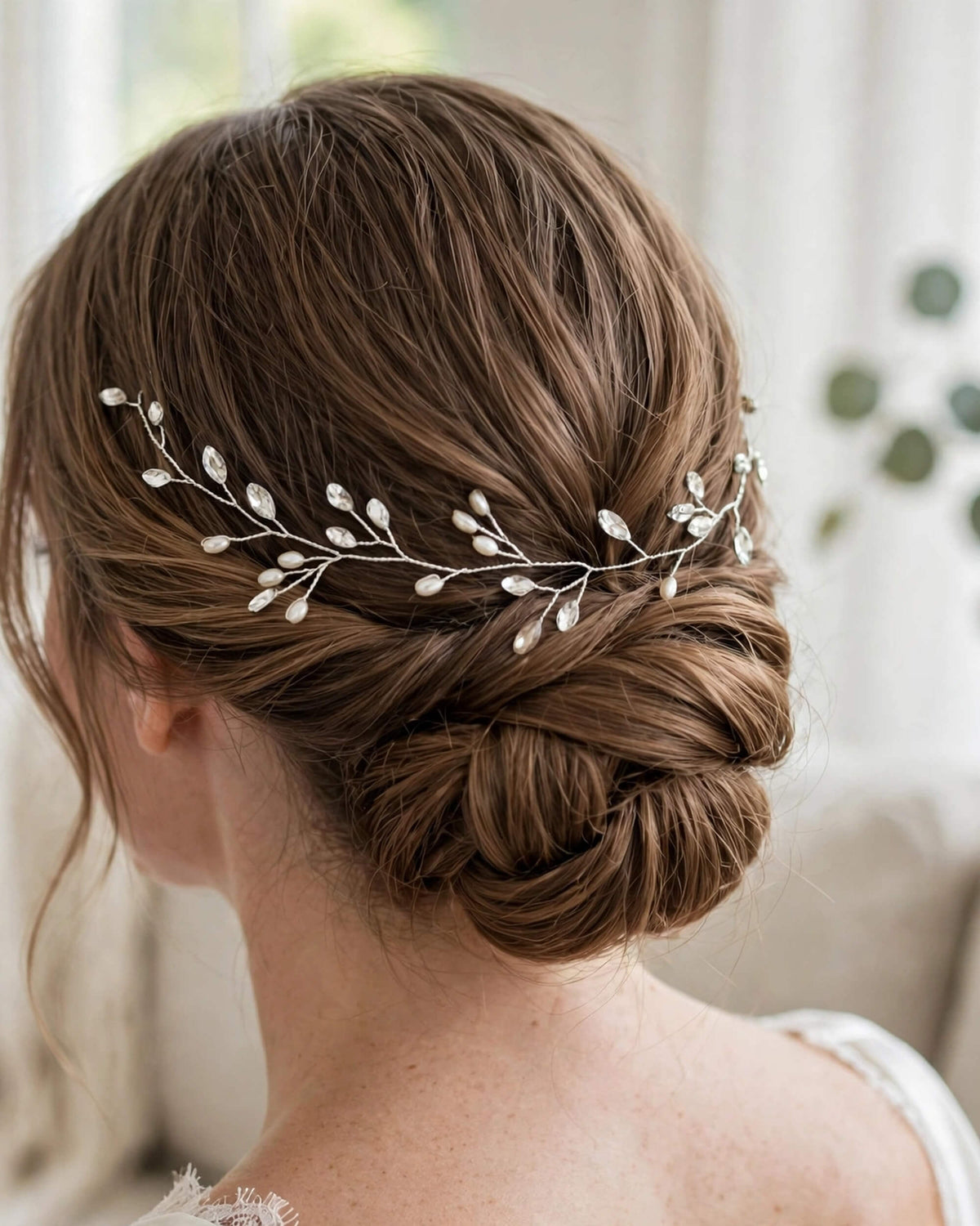 Bridal Hair Vine with Crystal and Pearl Branch Design – Elegant Wedding Hair Accessory