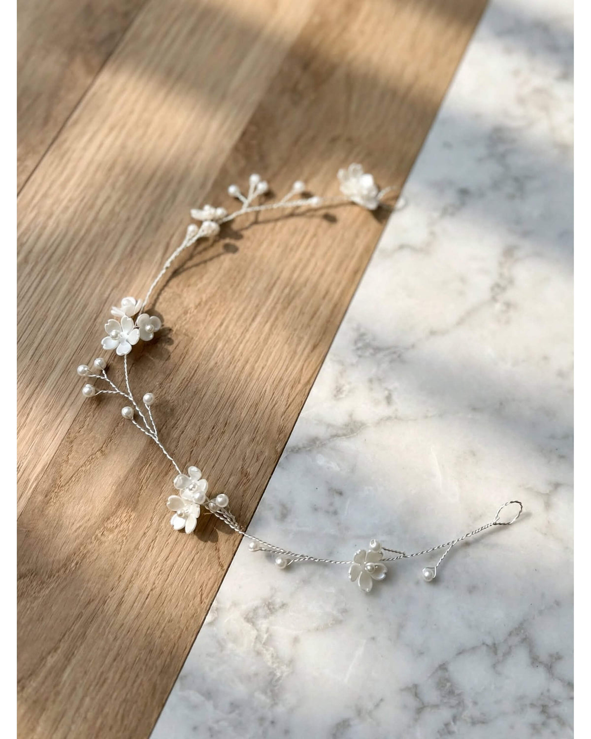 Bridal Hair Vine with Floral Flowers and Premium Glass Pearls – Elegant Wedding Hair Accessory