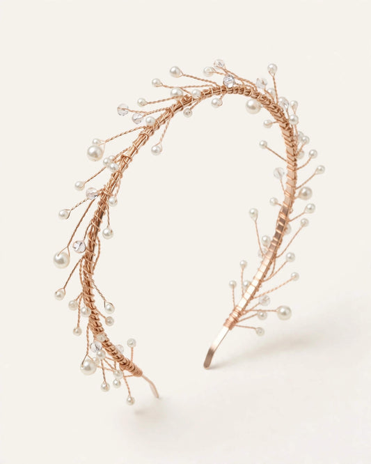 Pearl Bridal Headband in Gold, Silver or Rose Gold for Weddings and Special Occasions