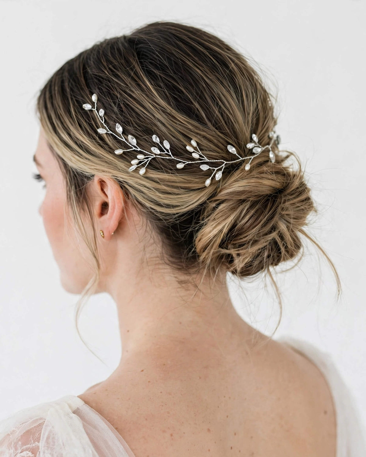 Bridal Hair Vine with Crystal and Pearl Branch Design – Elegant Wedding Hair Accessory