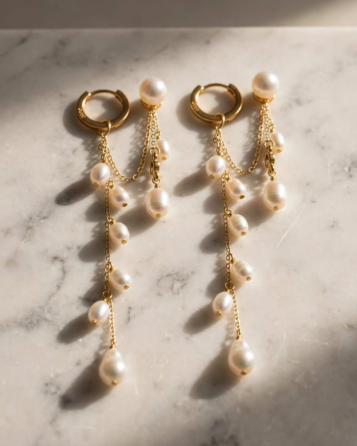 3-in-1 Pearl Bridal Wedding Earrings – Convertible Studs, Hoops & Chain
