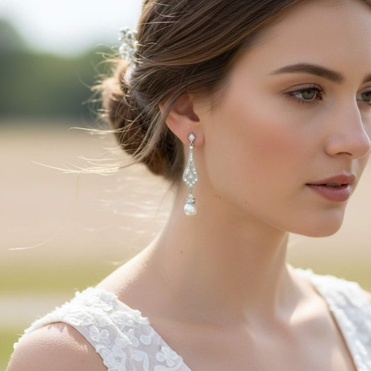 Gold Pearl Drop Teardrop Earrings – Bridal